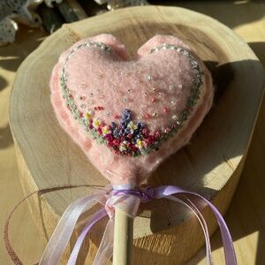 Embroidered Pink Heart Kids Wand SPECIAL ORDER SOLD